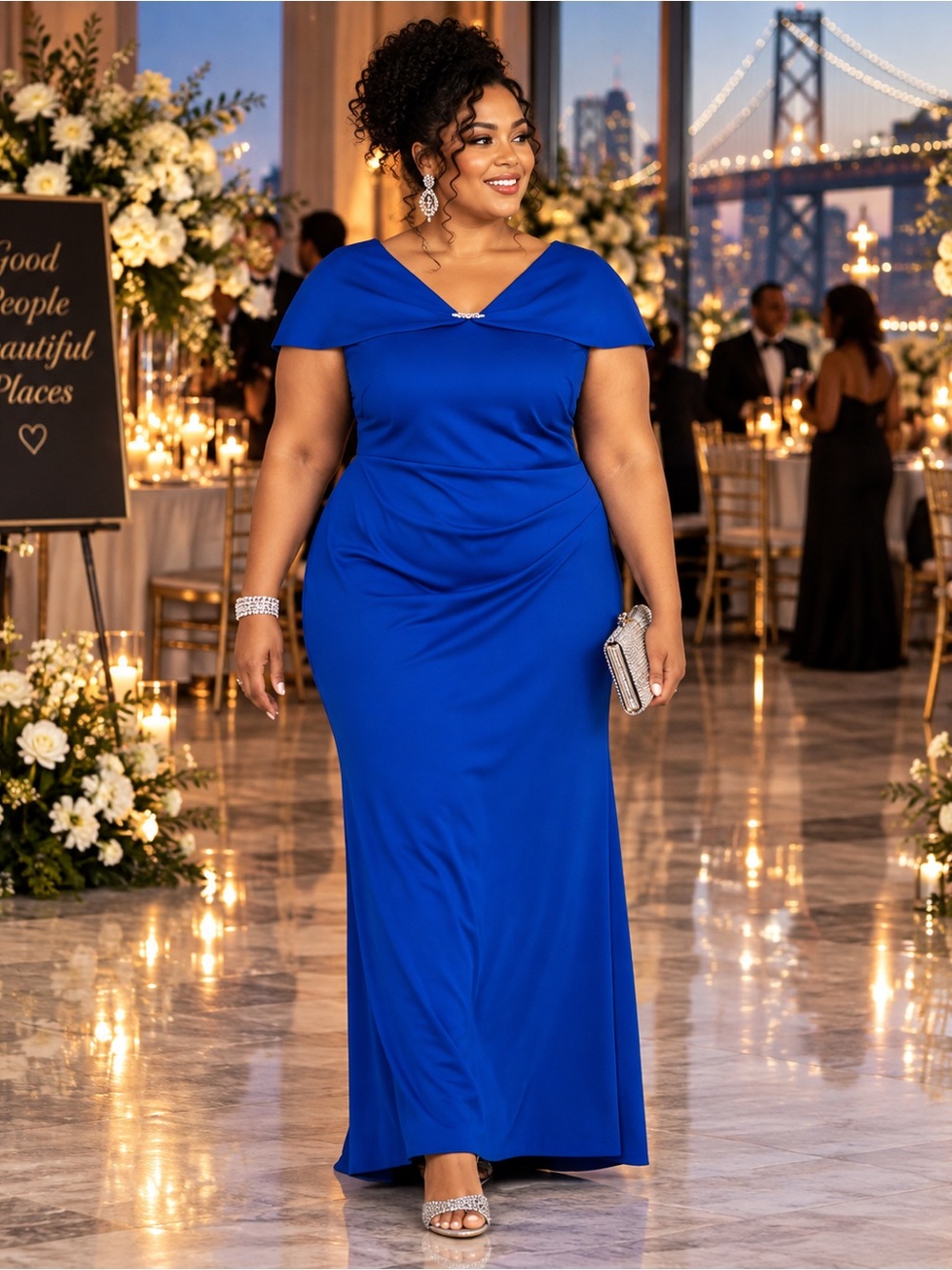 Jessica Howard NWT Cobalt Blue Scuba Sheath Gown | Formal Evening | Size 20W